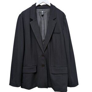Ashley Stewart Womens Blazer Plus Size 22 Black Stretch Ponte Knit Jacket